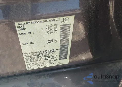 2013 Nissan Altima 2.5 S z USA, uszkodzony, nr VIN 1N4AL3AP4DC918269